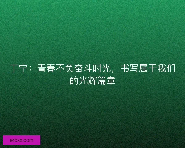 丁宁：青春不负奋斗时光，书写属于我们的光辉篇章